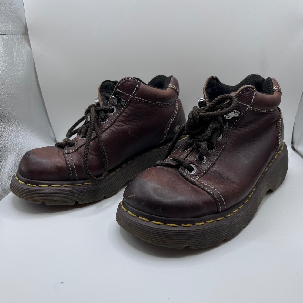 Dr Martens 8312 Brown Leather Platform Boots Womens 6 Chunky‎ Ankle Boot 90s Y2K